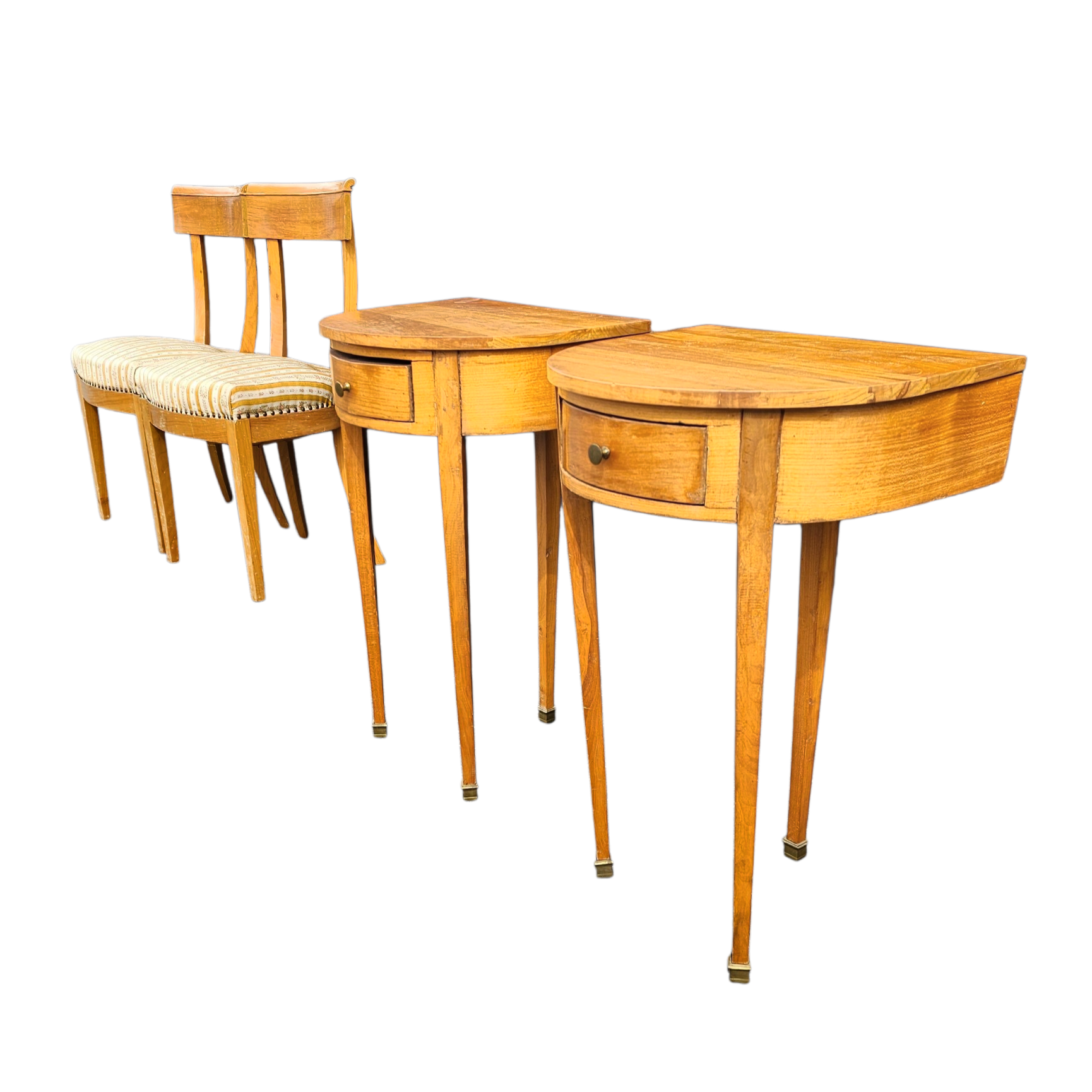 Matching cherry wood / Biedermeier chairs / sidetables set / tripot console table