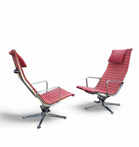 2 x early edition Ea 124 aluminum swivel armchair by charles & ray eames herman miller / tilt mechanism
