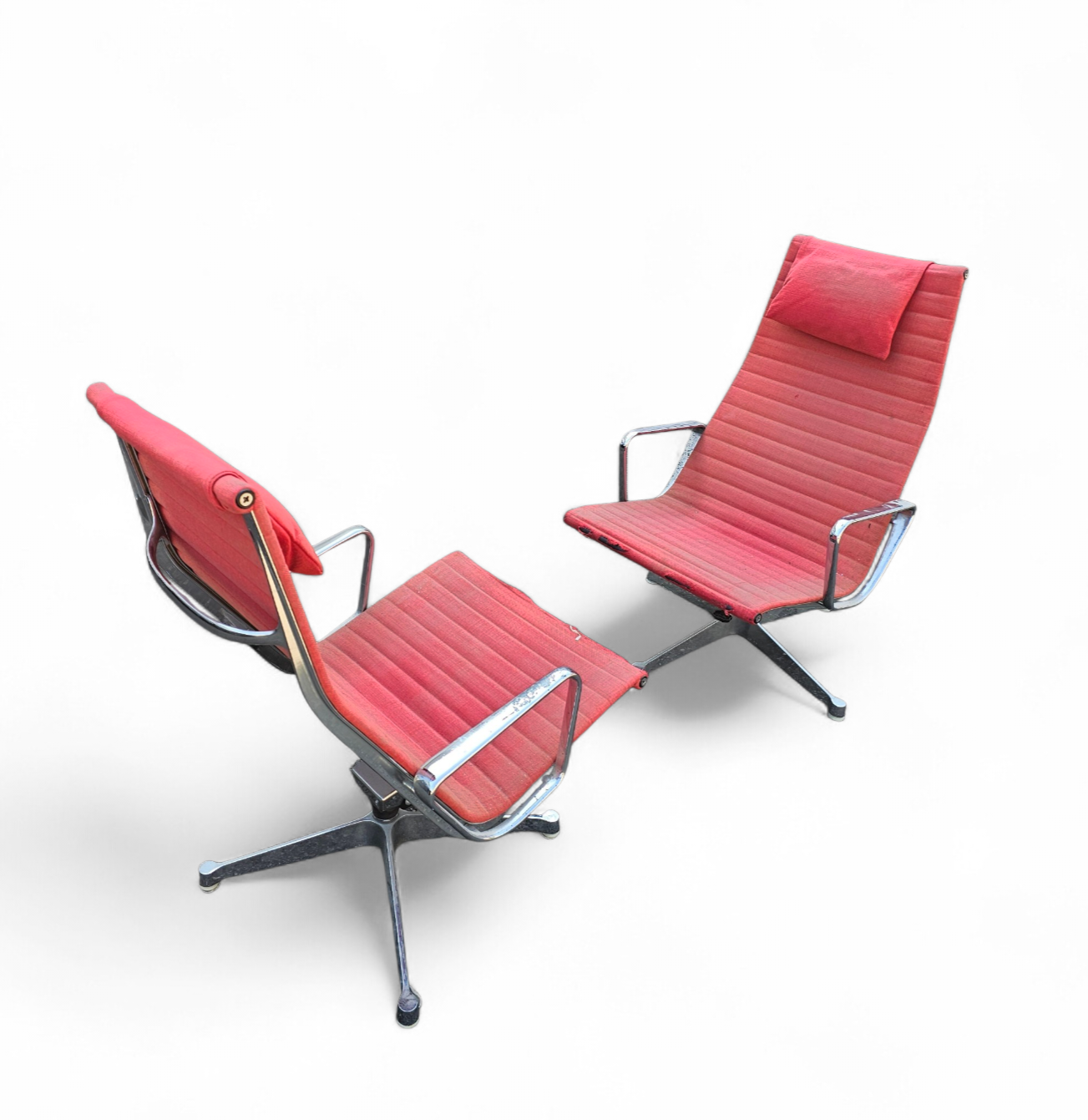 2 x early edition Ea 124 aluminum swivel armchair by charles & ray eames herman miller / tilt mechanism