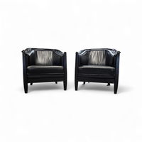 2 x black leather armchair 1980s / Art Deco style / good condition