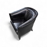 2 x black leather armchair 1980s / Art Deco style / good condition