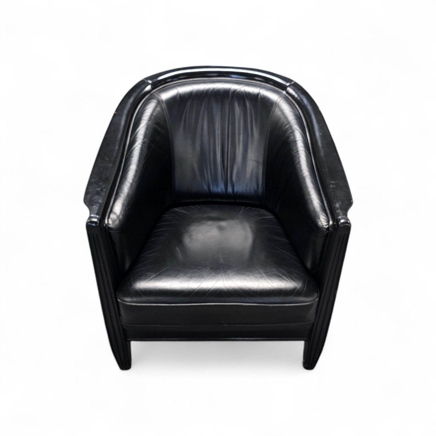2 x black leather armchair 1980s / Art Deco style / good condition
