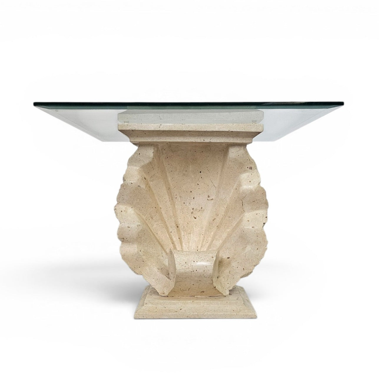 Magnussen Ponte shell-shaped console or table base with original glass top