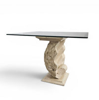 Magnussen Ponte shell-shaped console or table base with original glass top