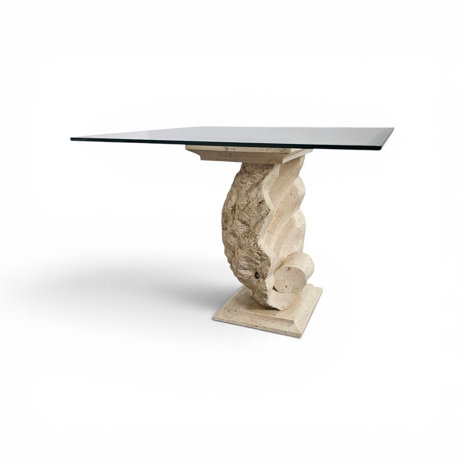 Magnussen Ponte shell-shaped console or table base with original glass top