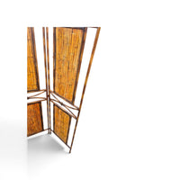 Faux bamboo metal room divider with bamboo panels / 1980s