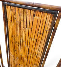 Faux bamboo metal room divider with bamboo panels / 1980s