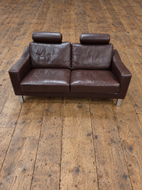 Leolux Antonia 2 seater sofa / Dark brown leather / Hugo de Ruiter / 1990s