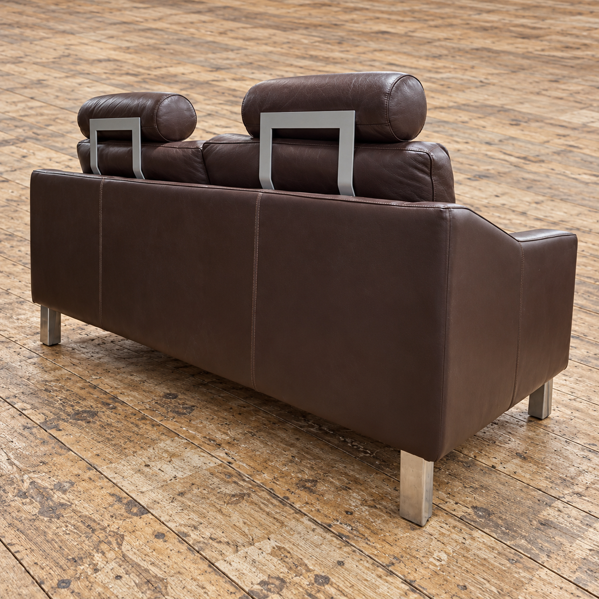 Leolux Antonia 2 seater sofa / Dark brown leather / Hugo de Ruiter / 1990s