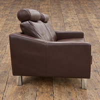 Leolux Antonia 2 seater sofa / Dark brown leather / Hugo de Ruiter / 1990s
