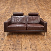 Leolux Antonia 2 seater sofa / Dark brown leather / Hugo de Ruiter / 1990s