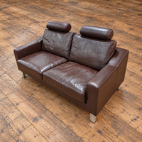Leolux Antonia 2 seater sofa / Dark brown leather / Hugo de Ruiter / 1990s