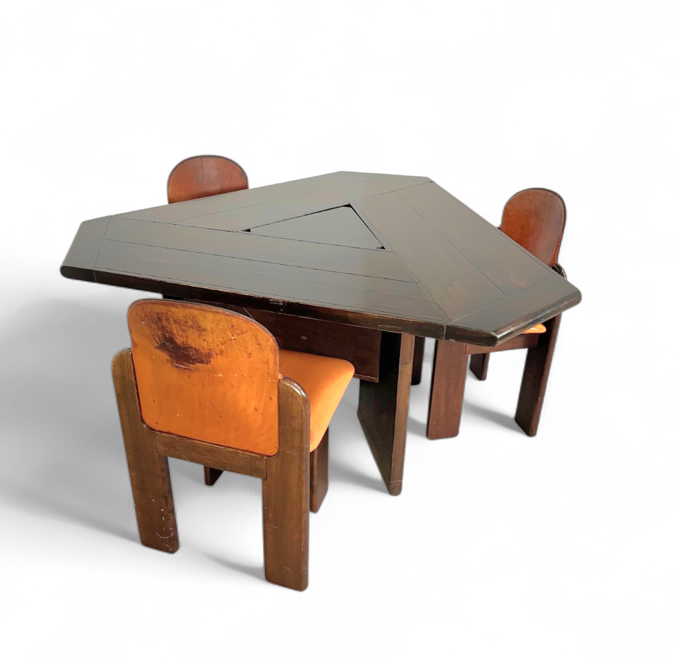 Mid-Century dining table and 3 x chairs by Silvio Coppola for Fratelli Montina Italy / 1970s