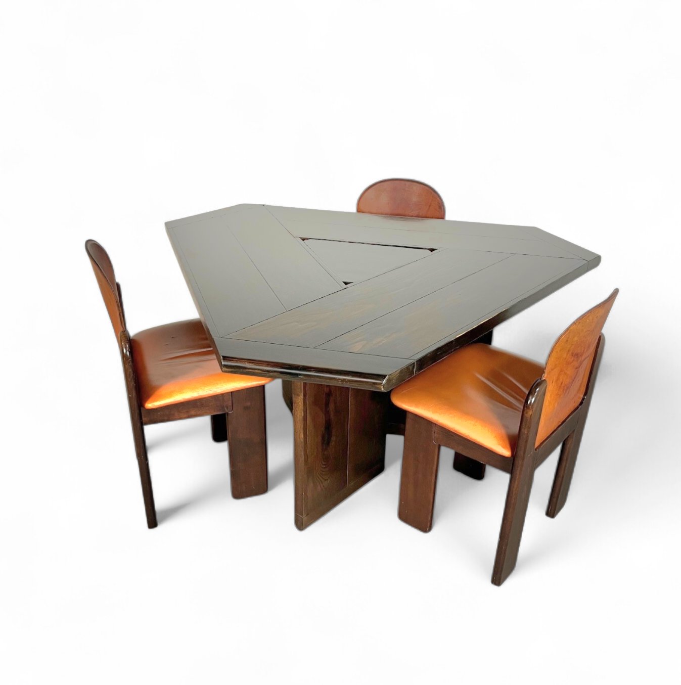 Mid-Century dining table and 3 x chairs by Silvio Coppola for Fratelli Montina Italy / 1970s