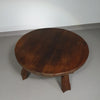 Brutalistische ronde salontafel van massief eikenhout uit de jaren 60