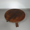 Brutalistische ronde salontafel van massief eikenhout uit de jaren 60