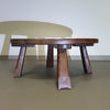 Brutalistische ronde salontafel van massief eikenhout uit de jaren 60