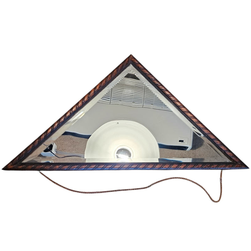 2 x oak wood triangle Mirror / facet cut edges