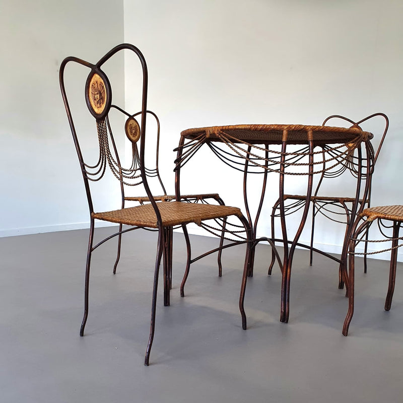 Medaillon tuinset smeedijzer Italië 1970