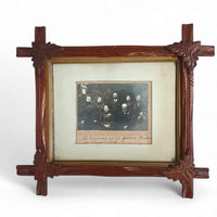 ANTIEKE EIKENBLAD GESNEDEN HOUTEN EIKEL FOTOLIJST / FAMILIEFOTO 1916