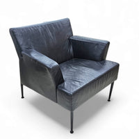 Kinnarps / Zweden /meo 357 fauteuil / zwart leer / jaren 90 / Dan Ihreborn