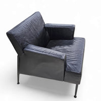 Kinnarps / Zweden /meo 357 fauteuil / zwart leer / jaren 90 / Dan Ihreborn