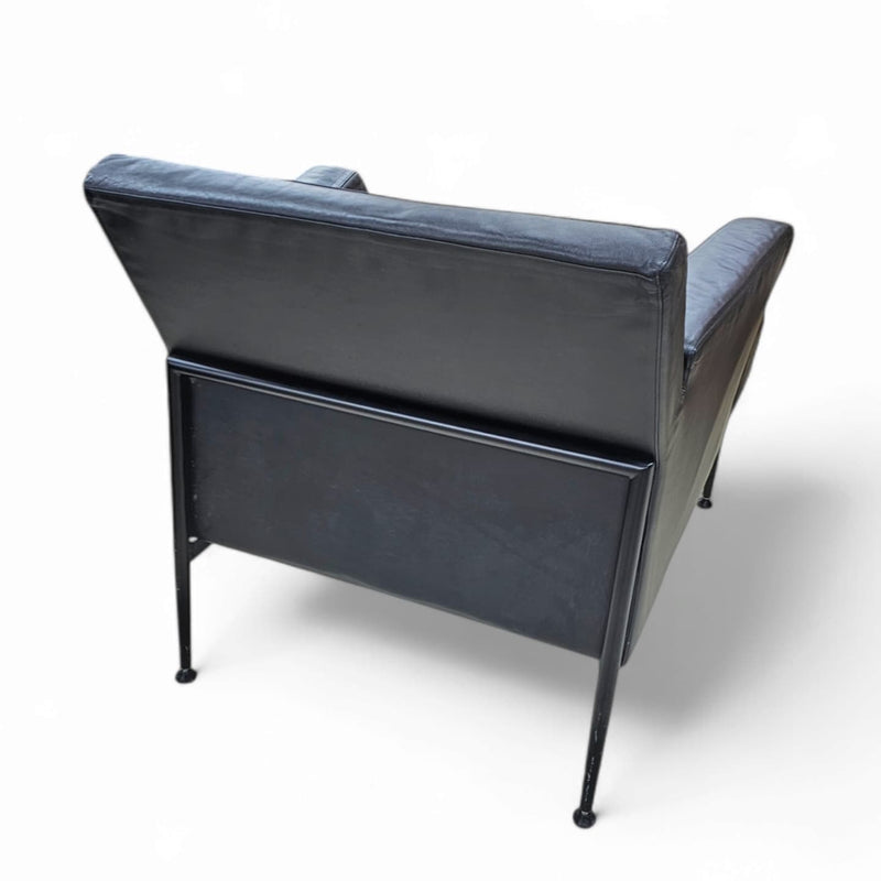 Kinnarps / Zweden /meo 357 fauteuil / zwart leer / jaren 90 / Dan Ihreborn