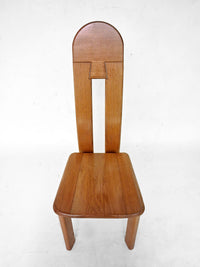 6 x De Puydt Rapsodie oak Brutalist dining chair from the 1970s.