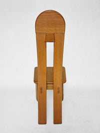 6 x De Puydt Rapsodie oak Brutalist dining chair from the 1970s.