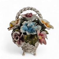 Bassano keramiek Mand met bloemen, Italië jaren 50
