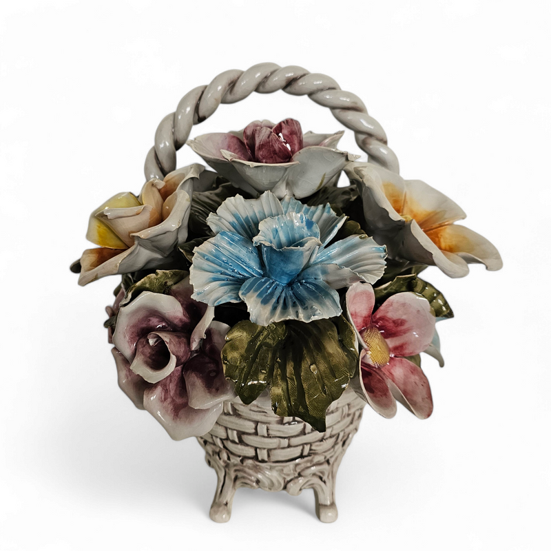 Bassano keramiek Mand met bloemen, Italië jaren 50