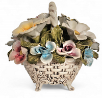 Bassano keramiek Mand met bloemen, Italië jaren 50