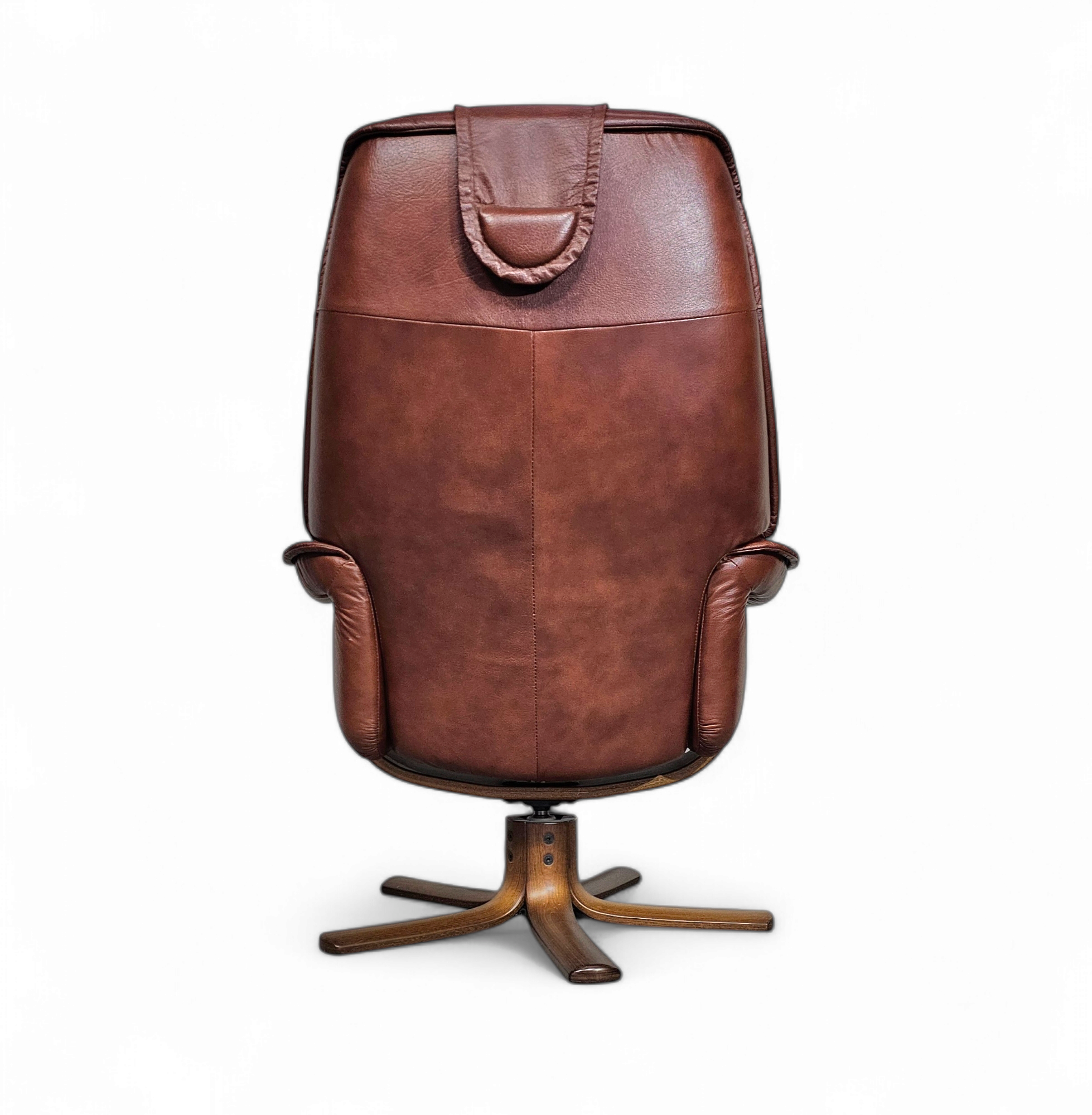 Relax / lounge chair / ottoman / Hjellegjerde Møbel / Sweden Recliner + footstool 1980s