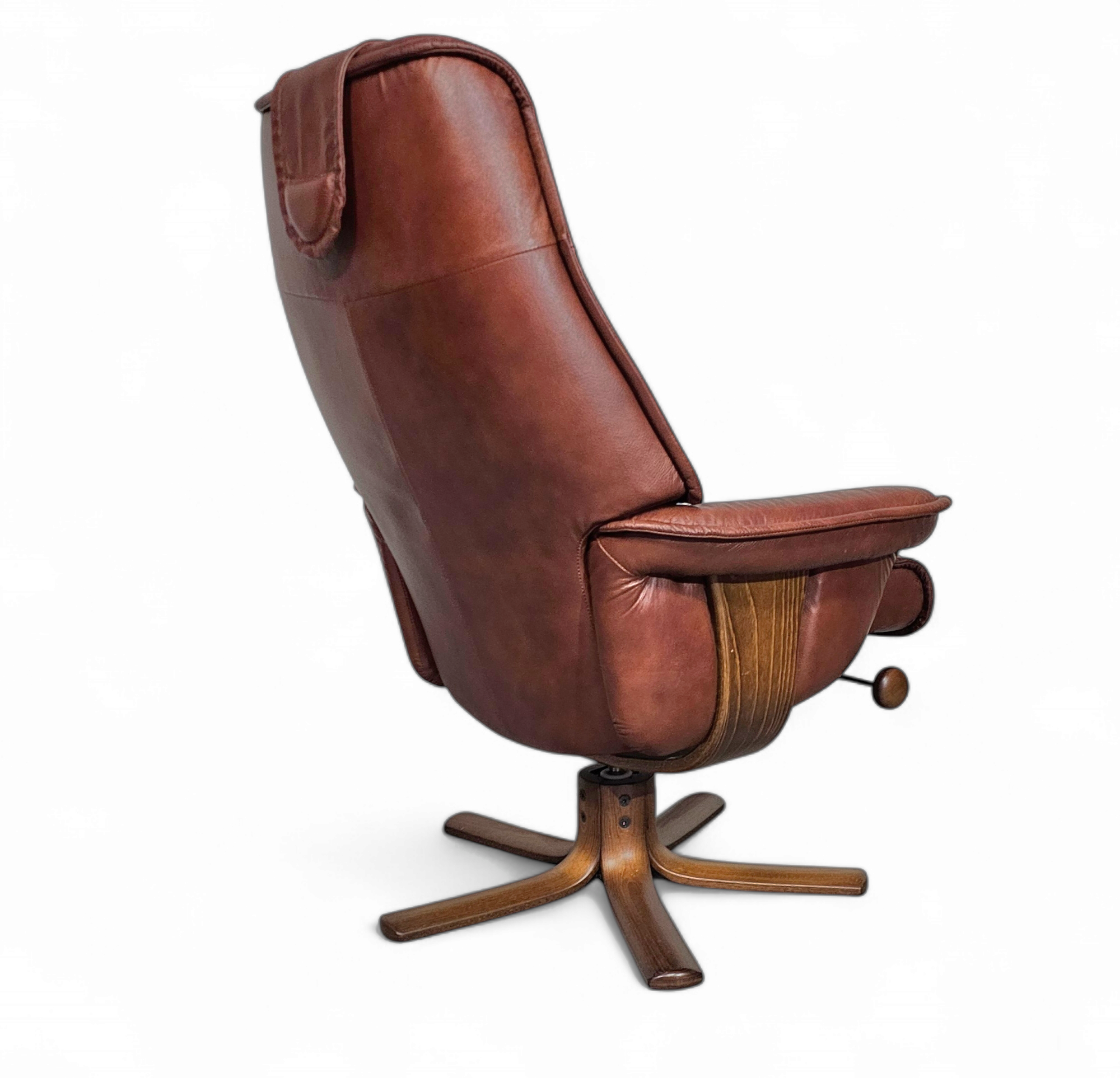 Relax / lounge chair / ottoman / Hjellegjerde Møbel / Sweden Recliner + footstool 1980s