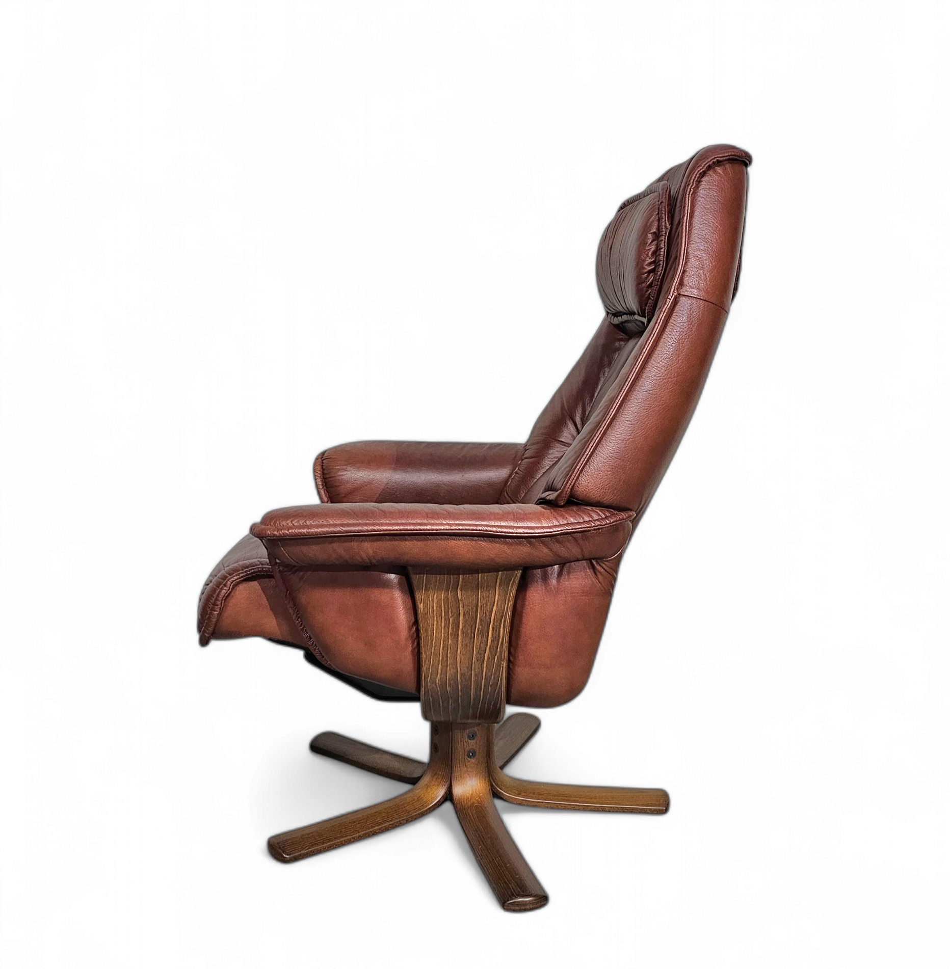 Relax / lounge chair / ottoman / Hjellegjerde Møbel / Sweden Recliner + footstool 1980s