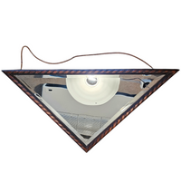 2 x oak wood triangle Mirror / facet cut edges