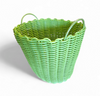 Gevlochten plastic rotan manden jaren 70 / Hoogte 43 cm