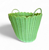 Gevlochten plastic rotan manden jaren 70 / Hoogte 43 cm