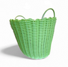 Gevlochten plastic rotan manden jaren 70 / Hoogte 43 cm