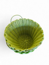 Gevlochten plastic rotan manden jaren 70 / Hoogte 43 cm