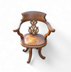 Victoriaanse draaibare fauteuil van notenhout, Engeland, eind 19e eeuw