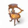 Victoriaanse draaibare fauteuil van notenhout, Engeland, eind 19e eeuw