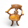 Victoriaanse draaibare fauteuil van notenhout, Engeland, eind 19e eeuw