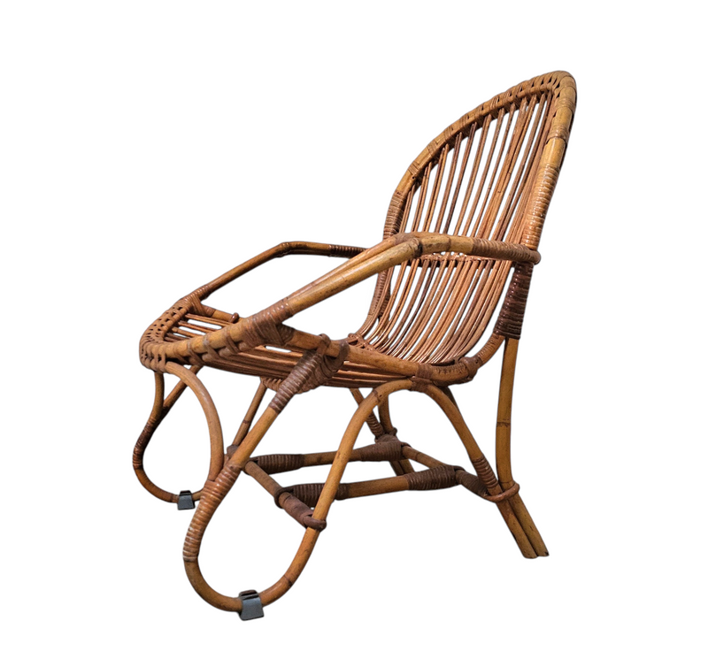 Bamboe lounge stoel jaren 70