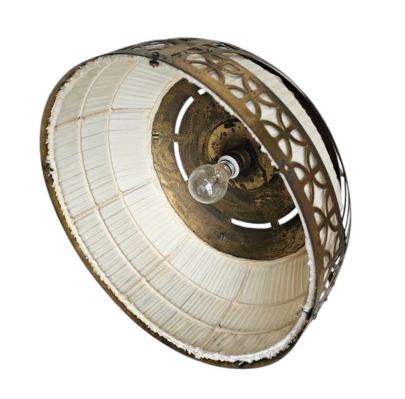 Amsterdamse School / hanging lamp / copper / linen / 1920s / Johanna van Eijbergen for g.dikkers & co