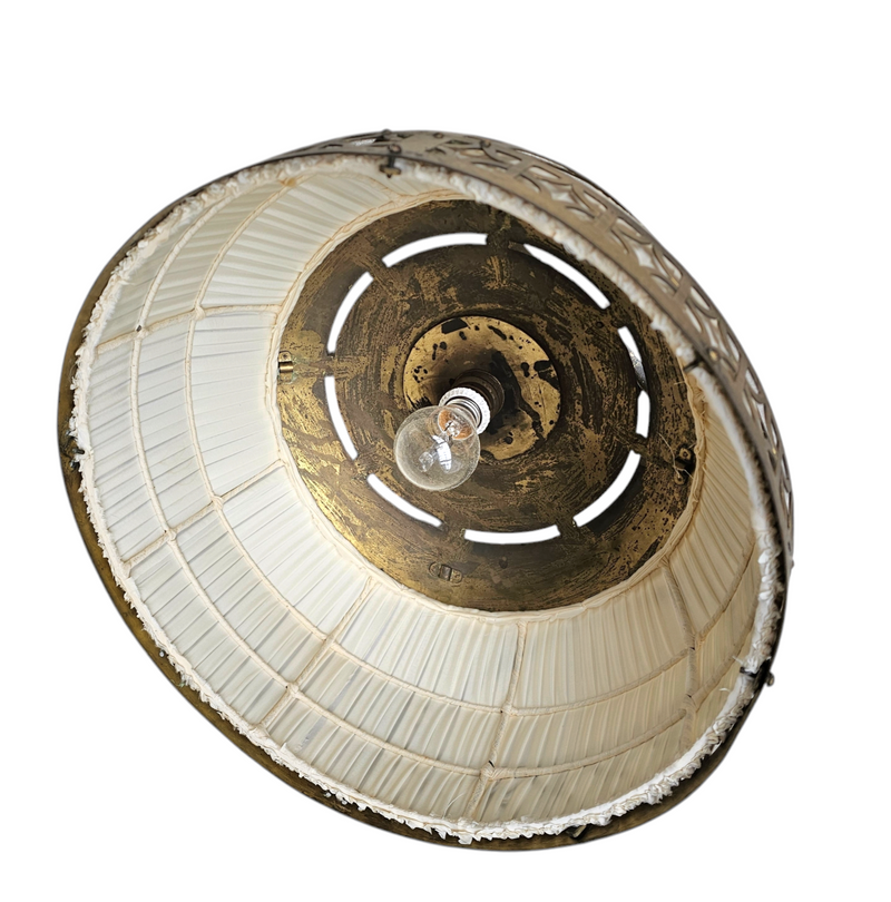 Amsterdamse School / hanging lamp / copper / linen / 1920s / Johanna van Eijbergen for g.dikkers & co