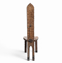 Brutalist primitive hall chair / hand-carved from solid wood and detailed with beautiful gouge woodwork
