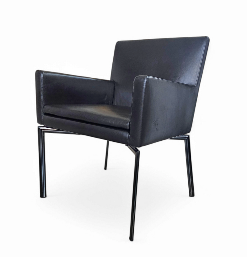 2 x Manet Minotti arm chairs 1990s /dark brown leather / chrome

Height 83