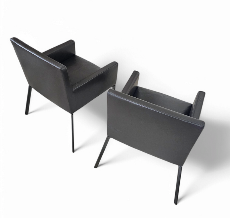2 x Manet Minotti arm chairs 1990s /dark brown leather / chrome

Height 83
