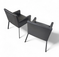 2 x Manet Minotti arm chairs 1990s /dark brown leather / chrome

Height 83